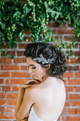 'Olive' Rhinestone Leaf Bridal Hair Comb