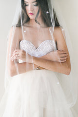 'Poppy' Flower Dotted Tulle Veil