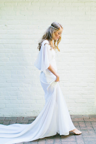 Bohemian 'Stevie" Kimono Sleeved Chiffon Bridal Gown