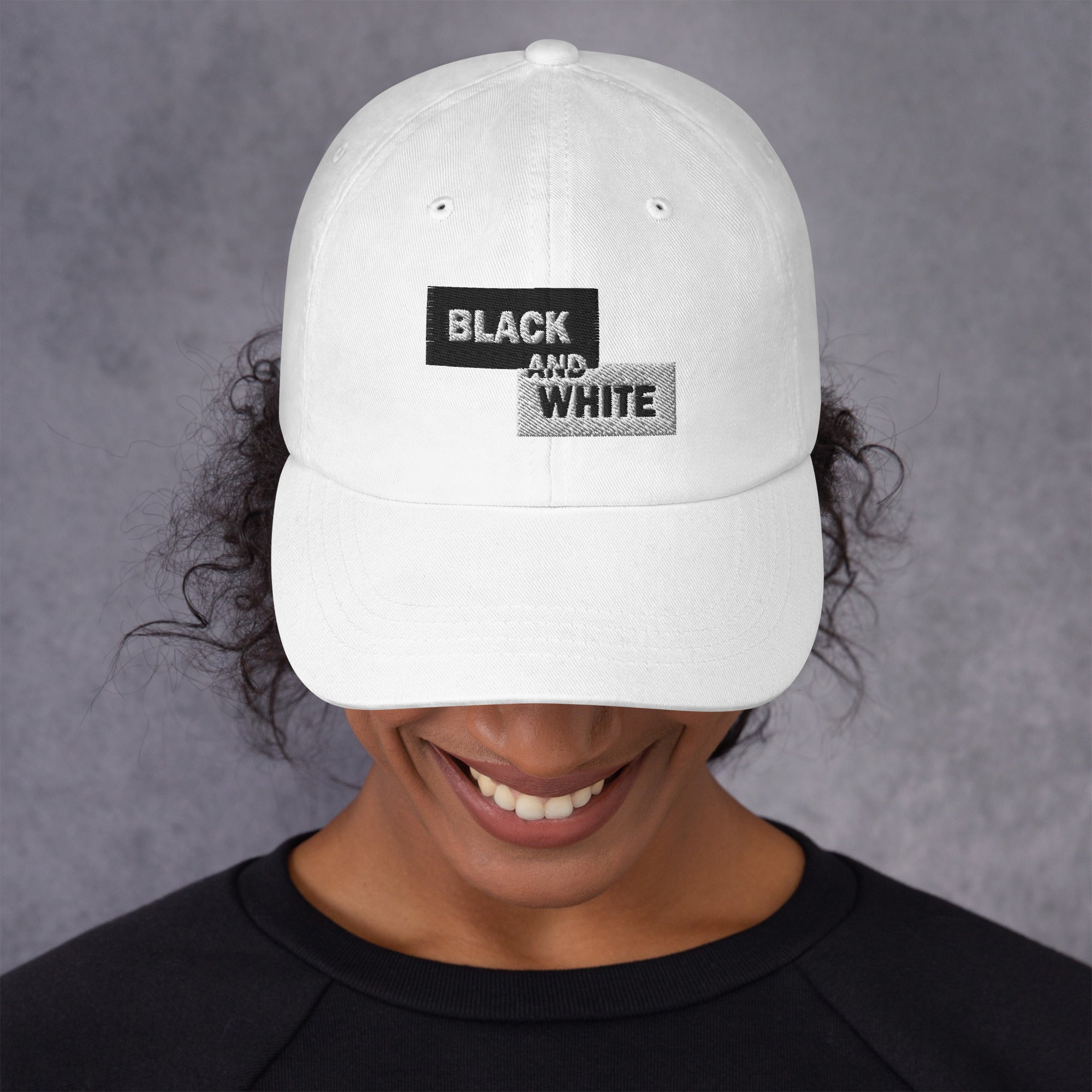 black white dad hat