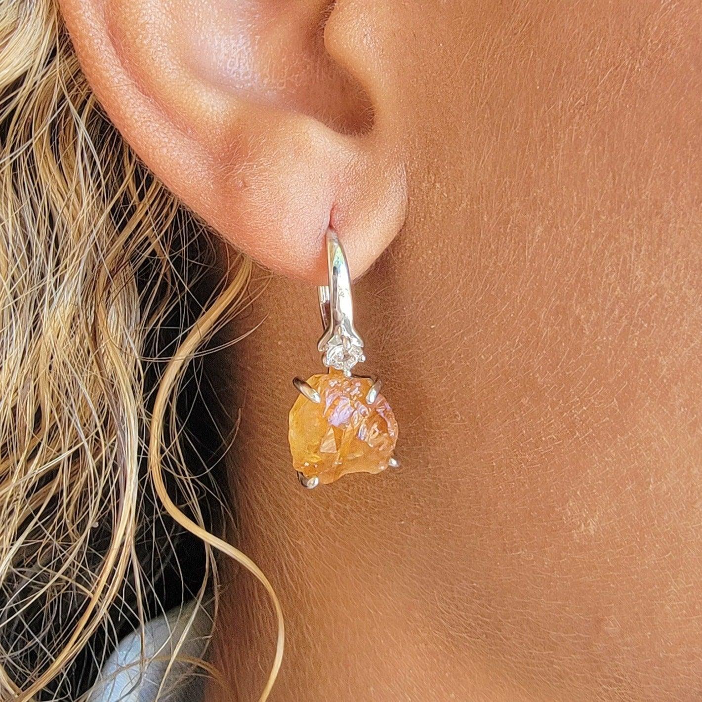 raw citrine earrings