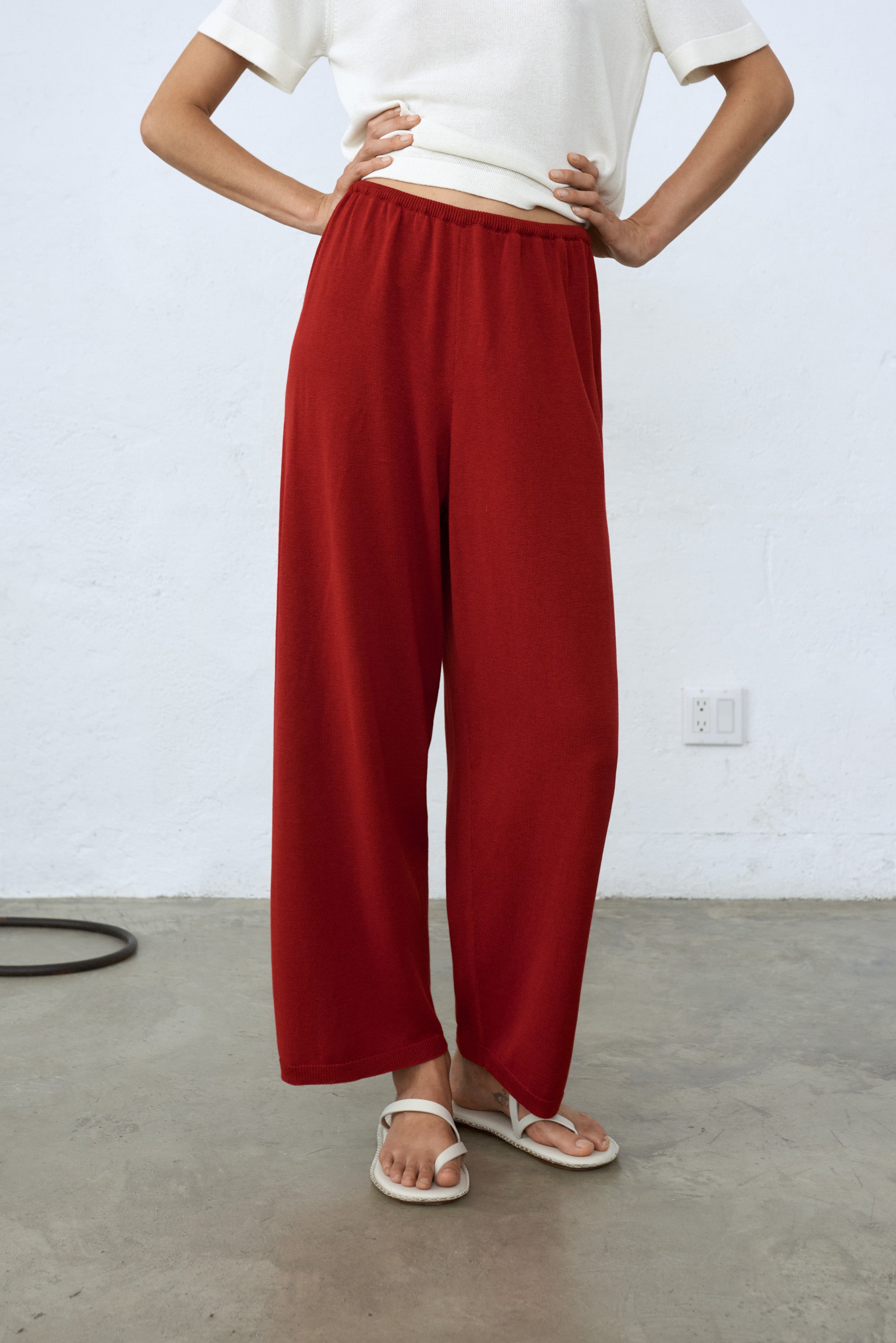 Silk Knit Pants Red