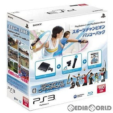 【中古即納】[PS3](本体)プレイステーション3 PlayStation3 with PlayStation Move スポーツチャンピオン  バリューパック チャコール・ブラック 160GB(CEJH-10015)(20101216)