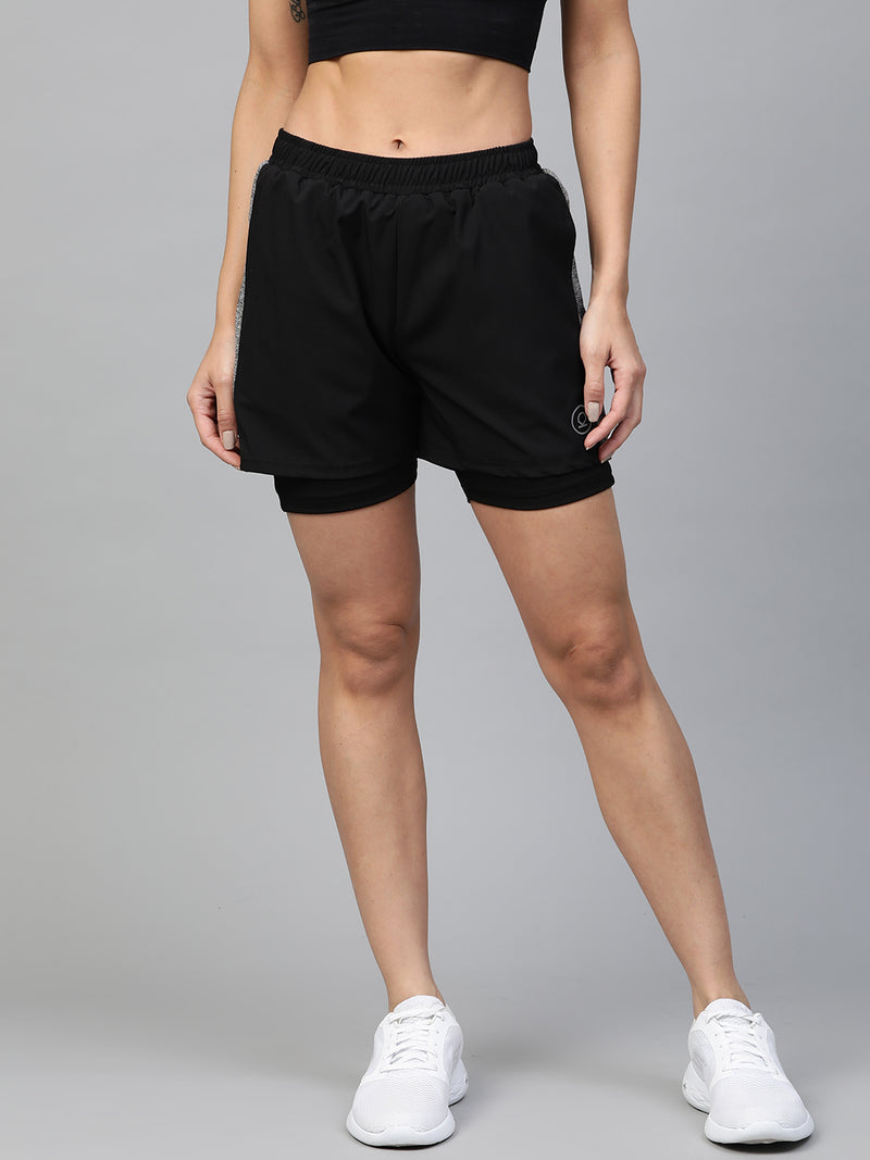 plus size double layer shorts