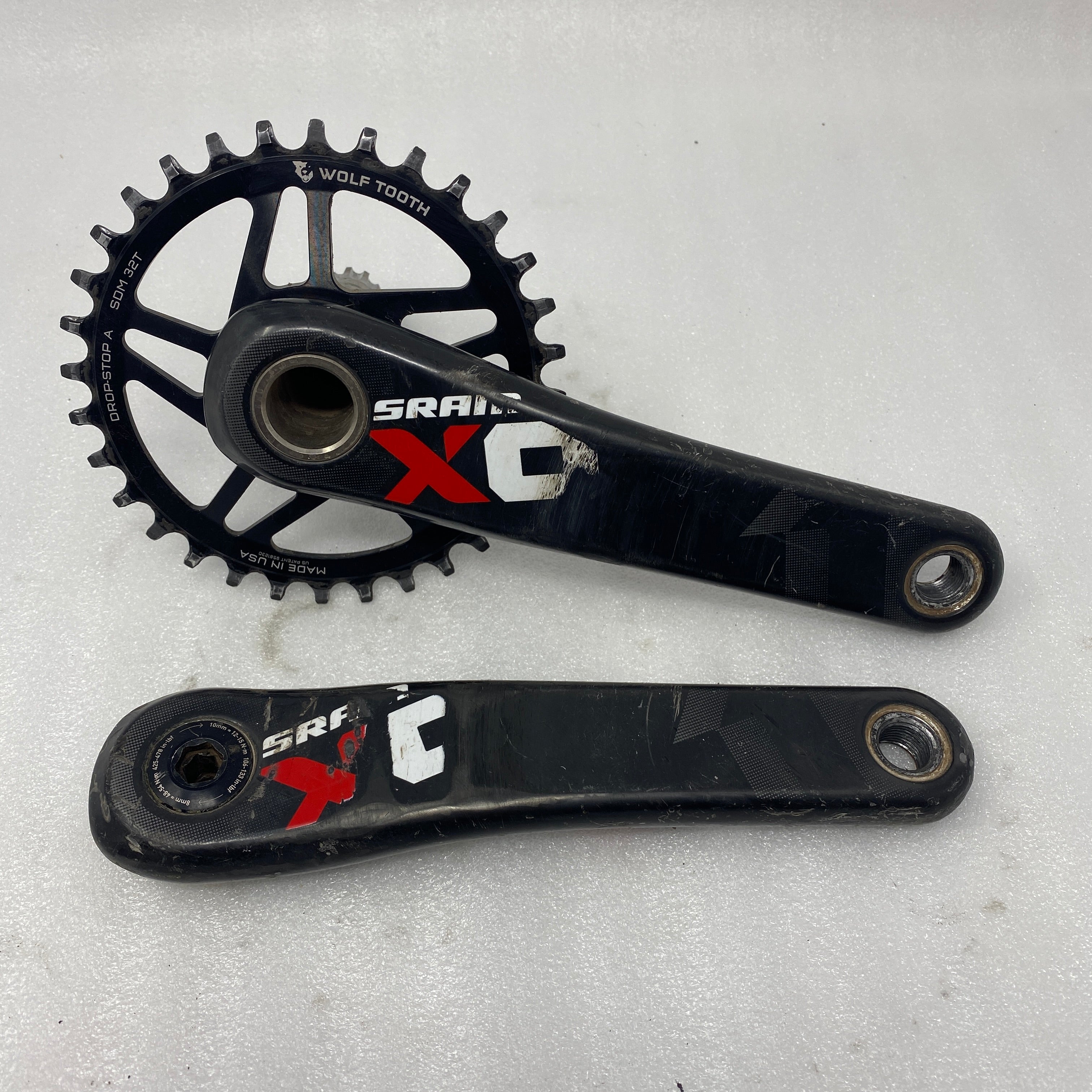 SRAM X0 Carbon Crankset Used 1x Wolftooth 32t chainring, 175mm arms