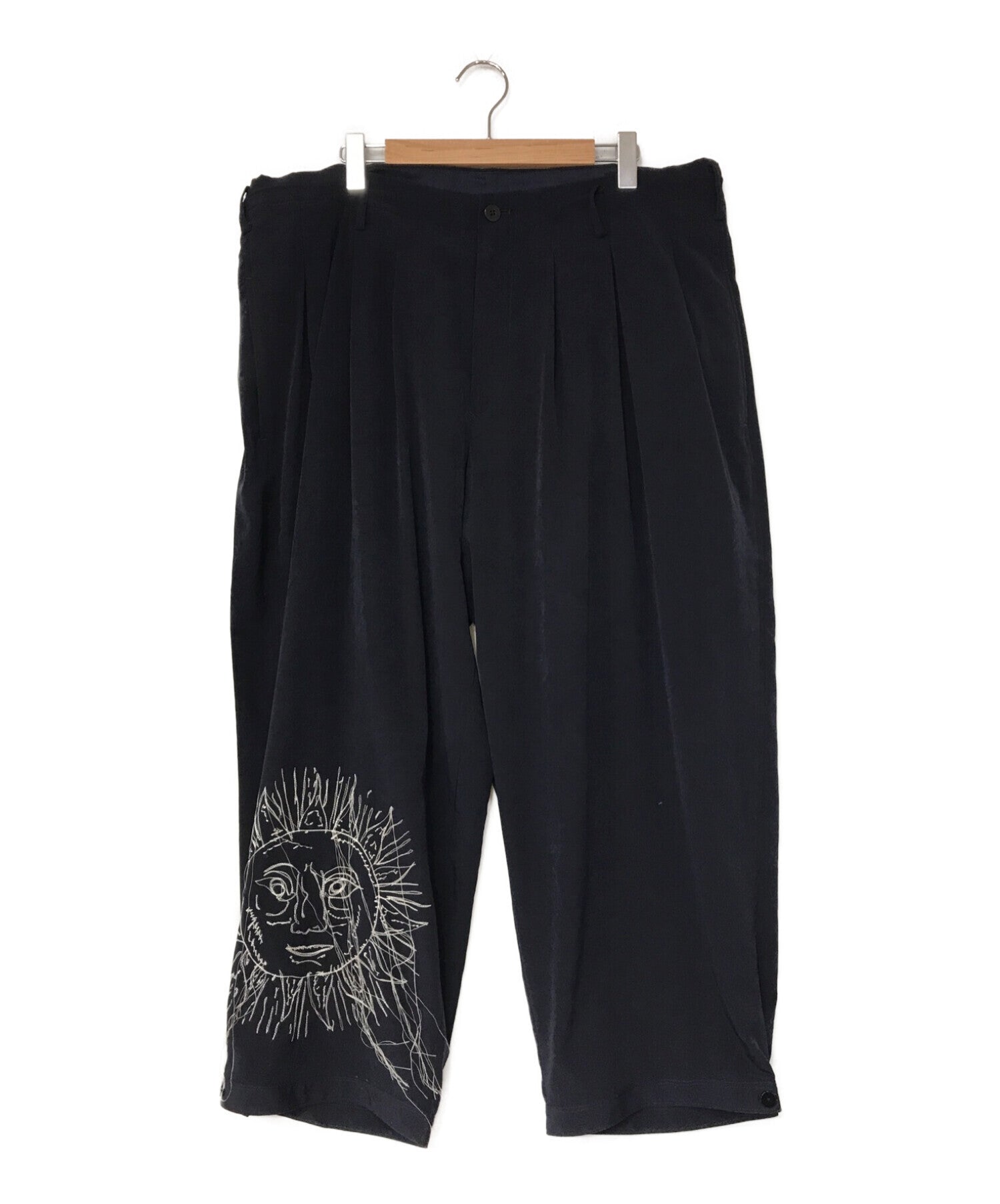 Yohji Yamamoto POUR HOMME 20SS Sun Embroidery Tuck Pants HN-P43-503