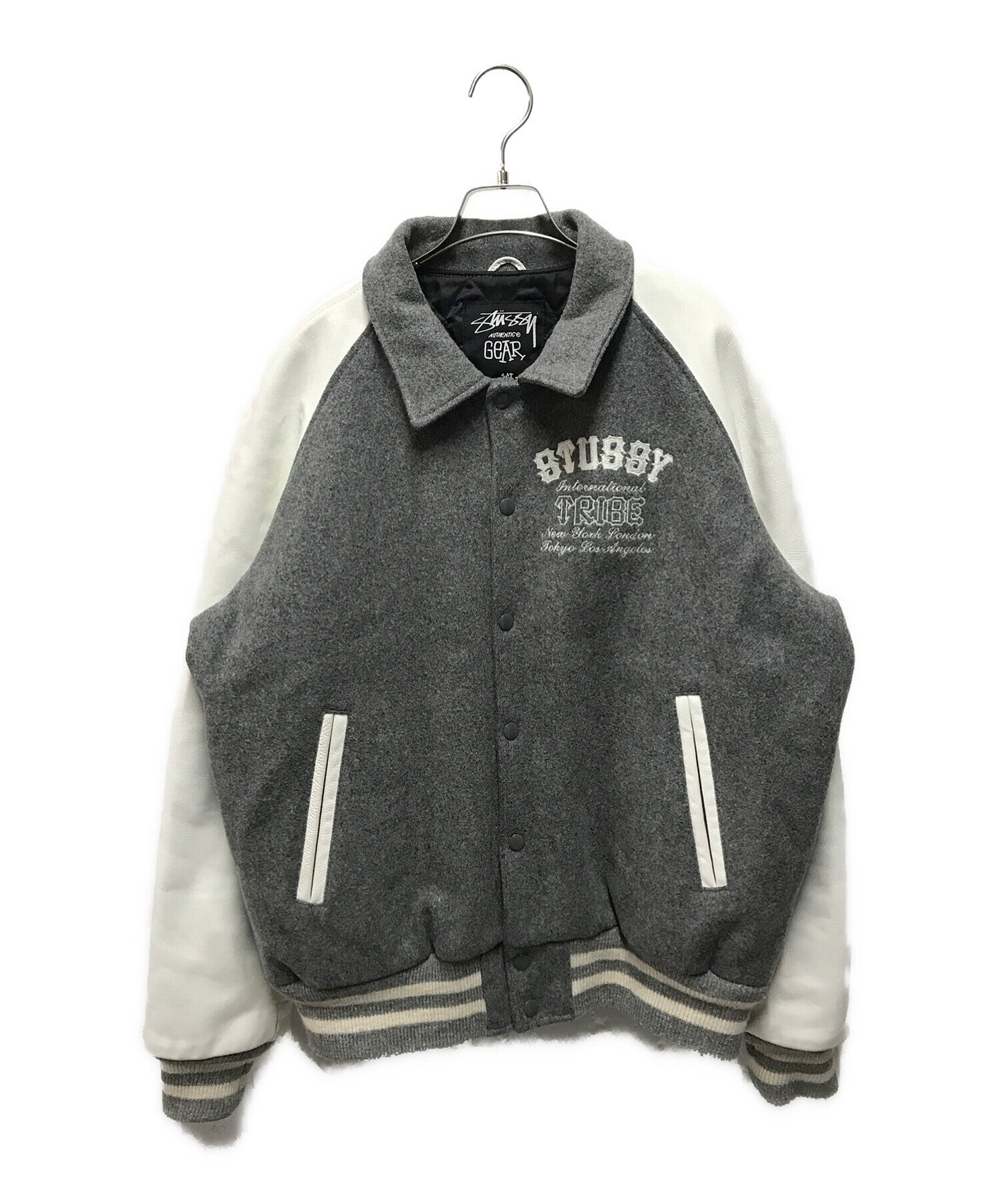 OLD stussy 25th Anniversary Leather Sleeve Varsity Jacket