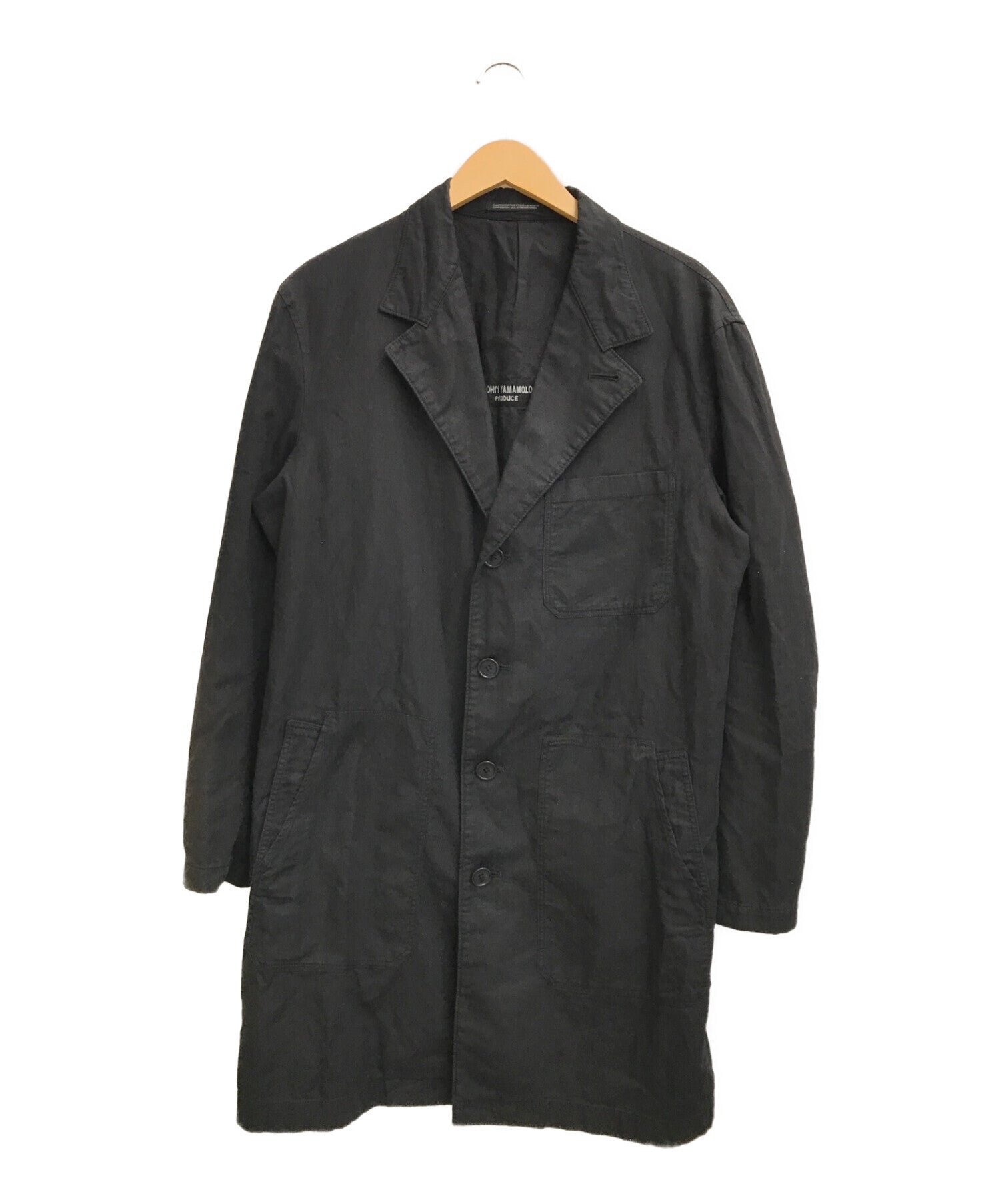 Yohji Yamamoto POUR HOMME Linen-blend Stainless Steel Collar Coat HG-J