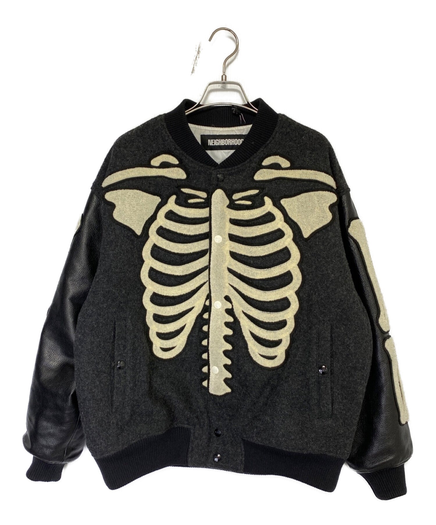 Neighborhood 21AW VIRSITY JACKET BONE | angeloawards.com