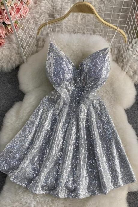 Cute A Line Sequins Short Homecoming Dress C1161
