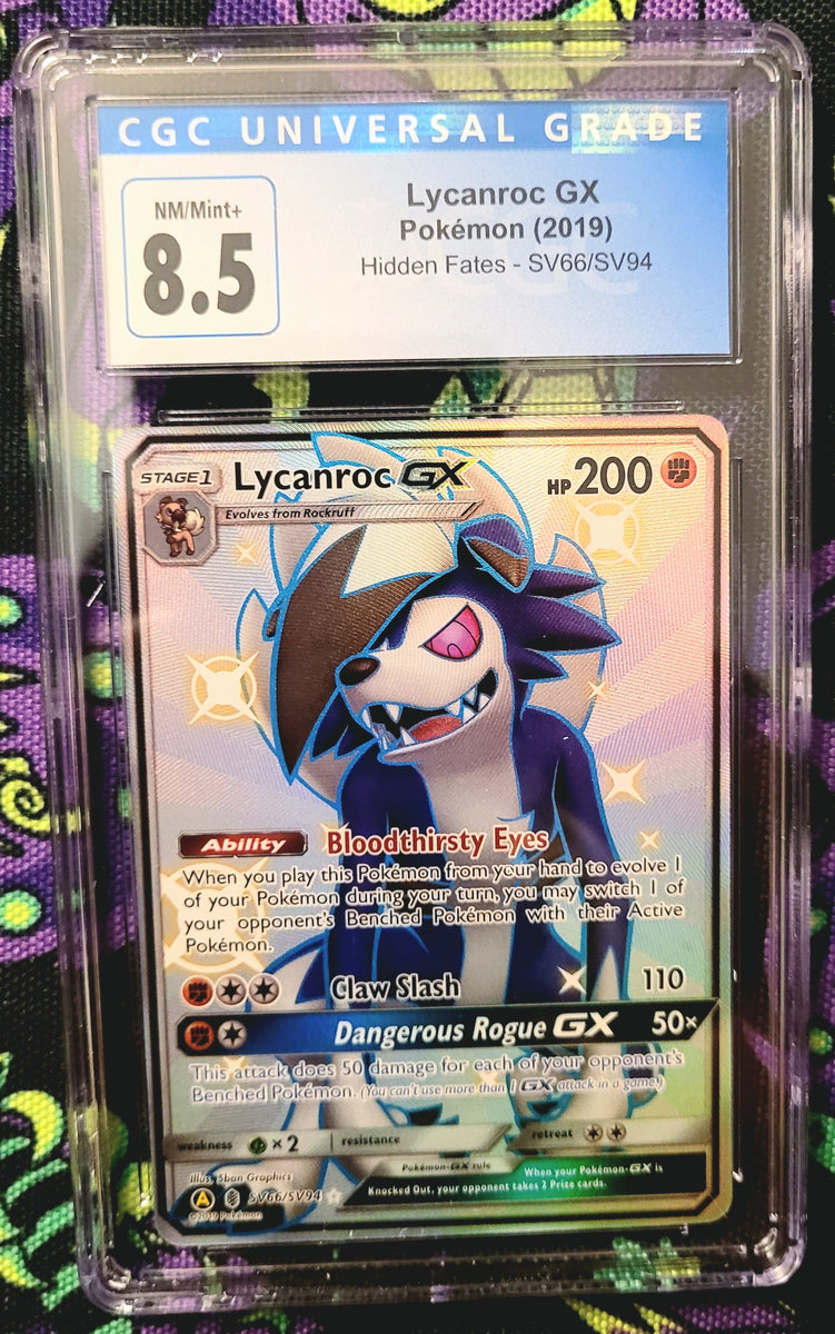 Lycanroc Gx Full Art Cgc 85 Hidden Fates Sv66 Nekkomeneko 1576