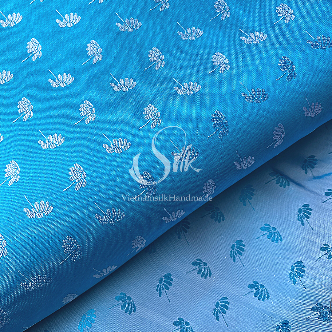 Blue Silk with Dandelion Flowers - PURE MULBERRY SILK fabric by the ya –  Villagesilk