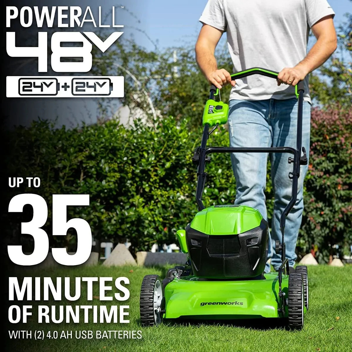 2x24V 19" Cordless Battery Lawn Mower w/ Two (2) 4.0Ah Batteries & Dual Port Rapid Charger
