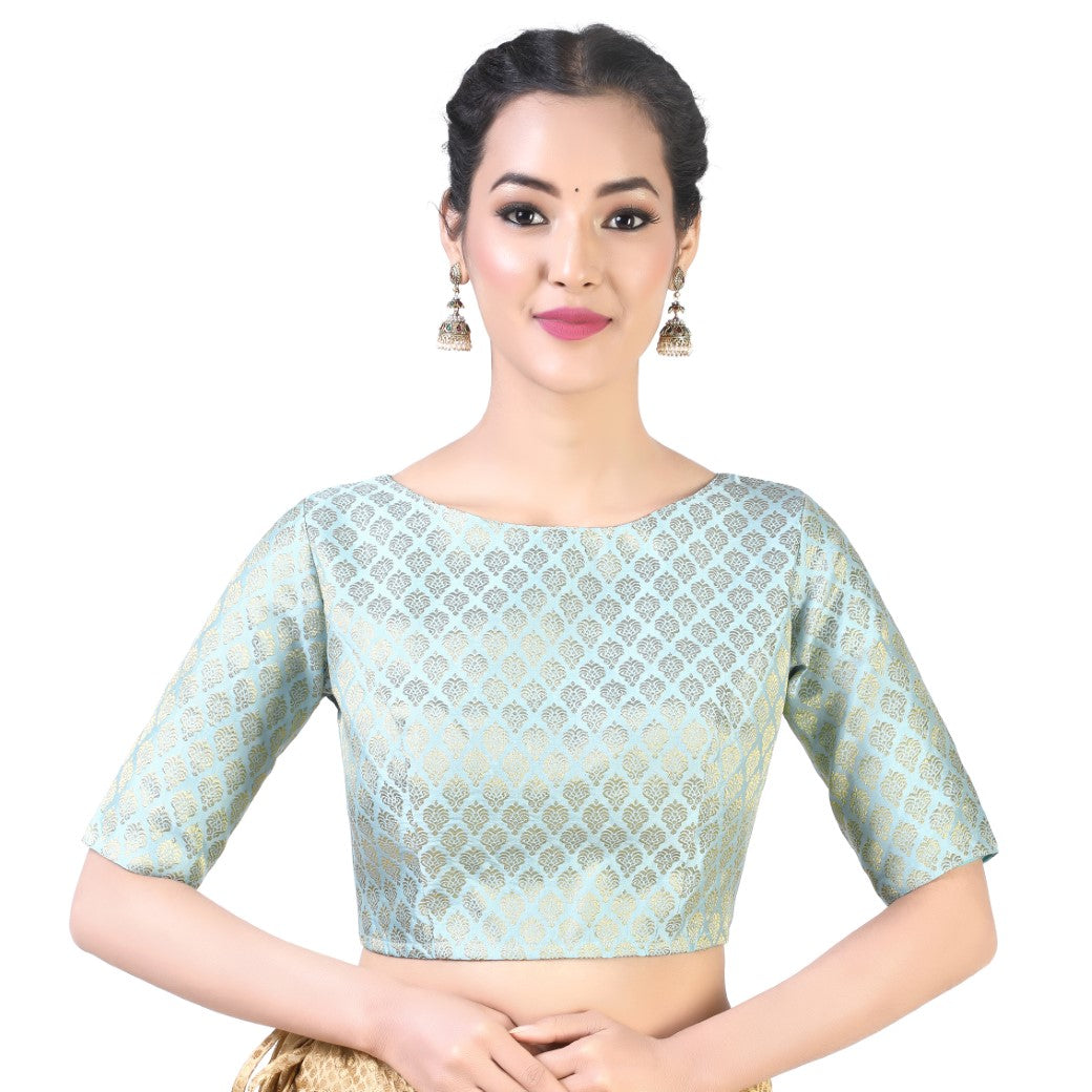 Buy this Sky Blue Color Brocade Readymade Blouse Online USA ...