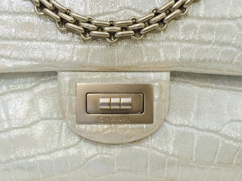 Chanel Reissue 2.55 Bag Silver Metallic Alligator