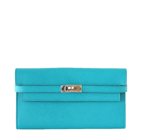 Hermes Kelly Long Wallet/Clutch Paon PHW