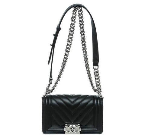 Chanel Mini Boy Bag Chevron Black