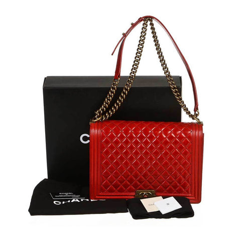 Chanel Red Quilted Boy Bag