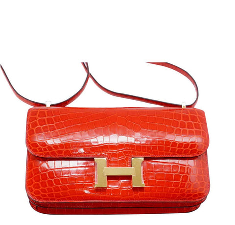 Hermes Constance Elan Geranium Crocodile