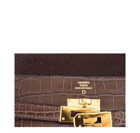 Hermes Kelly Long Wallet/Clutch Alligator Havanne