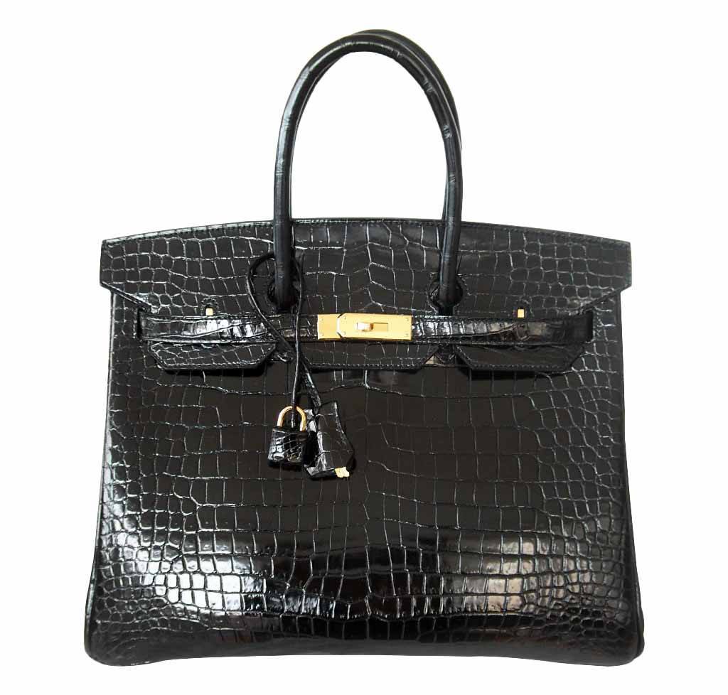 Hermès Birkin 35 Black Porosus Crocodile Bag GHW | Baghunter