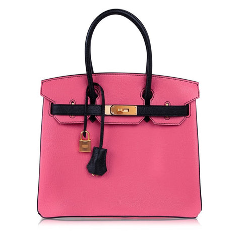 Hermès Birkin 30 Rose Lipstick Noir Chevre GHW - Special Order Bag | Baghunter