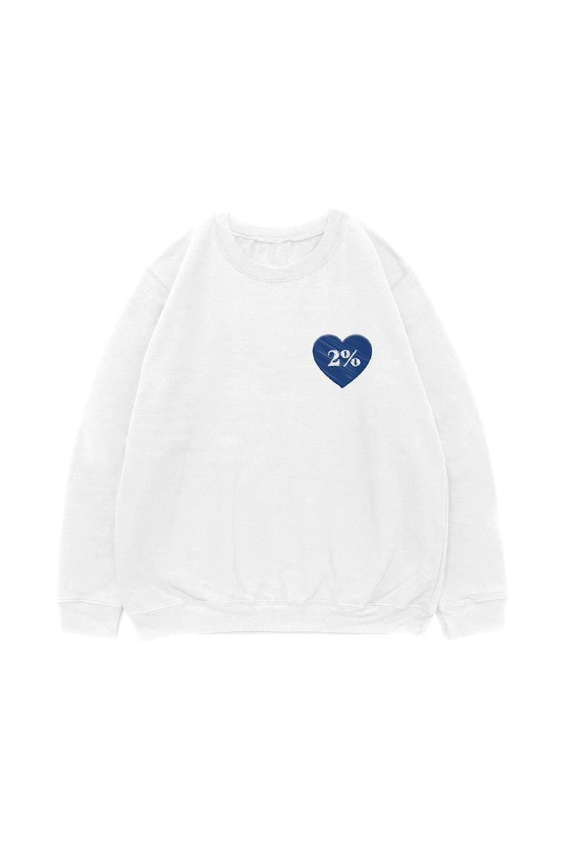 2% White Crewneck