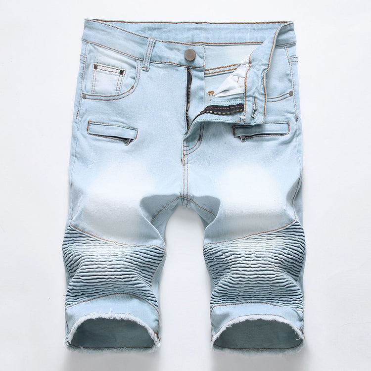 YD - 1761# 2021 new design ribbed denim shorts zipper skinny men jean shorts-the-crypto-rush.myshopify.com-