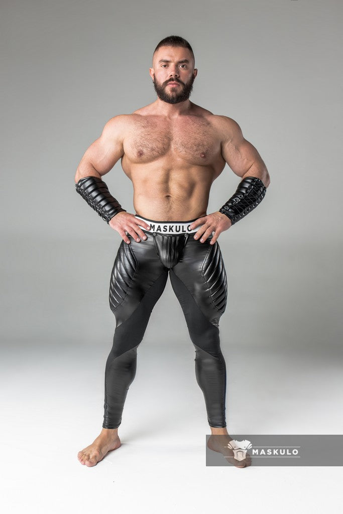 Armored. Men's Fetish Leggings. Codpiece. Zipped Rear