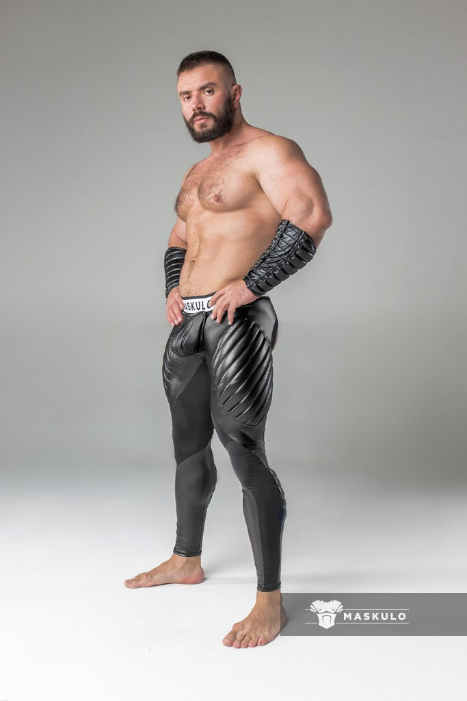 Armored. Men's Fetish Leggings. Codpiece. Zipped Rear