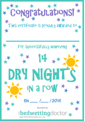 Bedwetting certificate for dry nights