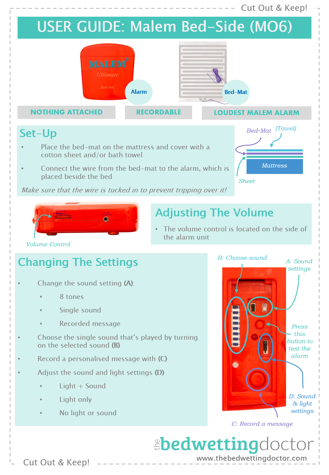 Malem Bed-Side (MO6) Bedwetting Alarm user guide