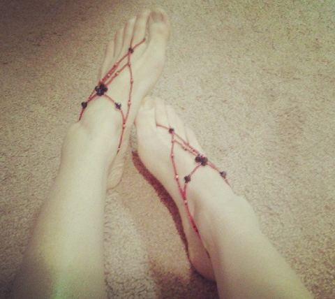 Black and Red Barefoot Sandals
