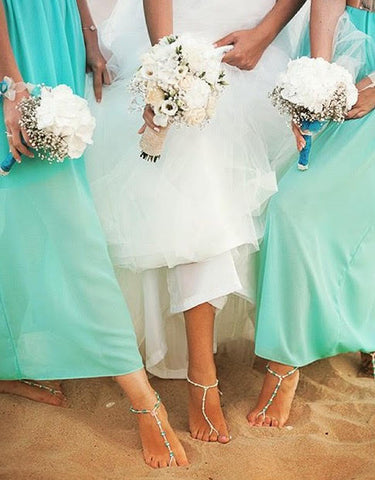 Paula B. wears barefoot sandals on her wedding day