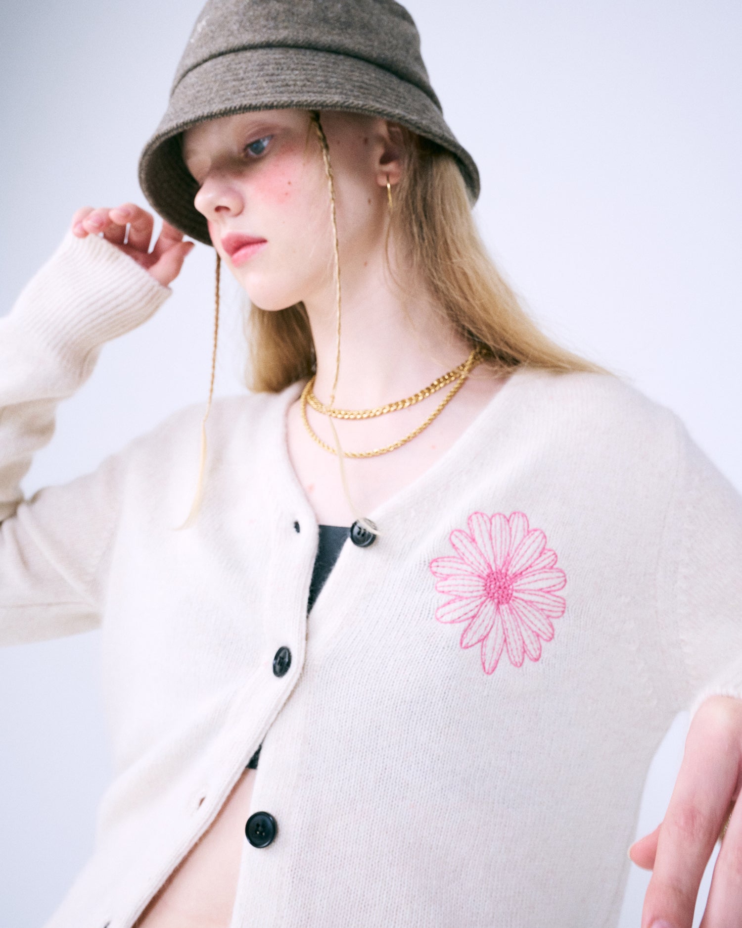 Mardi Mercrediカーディガン IVORY PINK) 【訳あり】 7130円