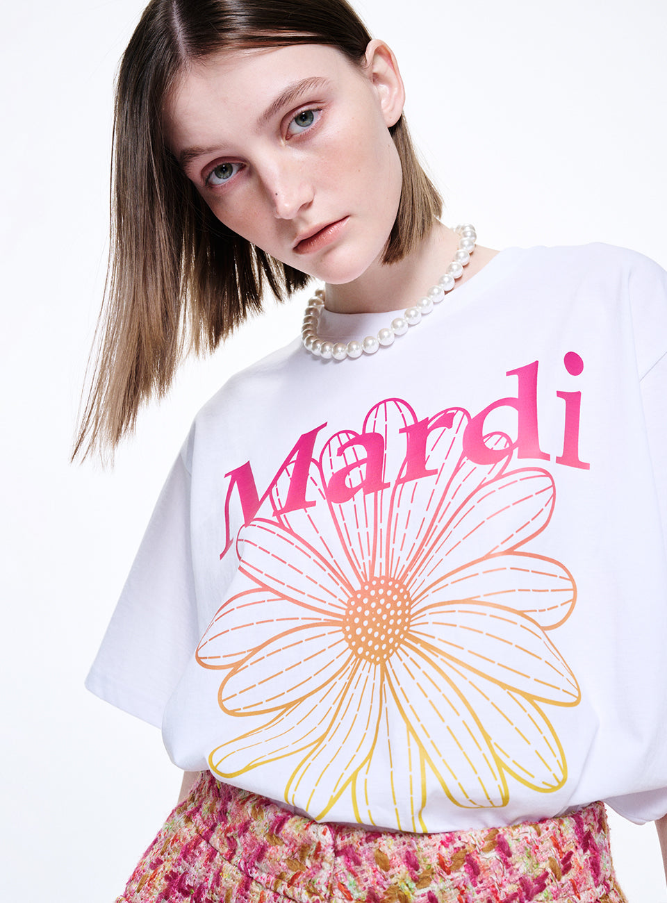 TSHIRT FLOWERMARDI GRADATION (WHITE PINK) – Mardi Mercredi