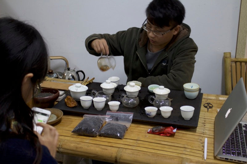 Teeverkostung mit Bai Ya Qi Lan