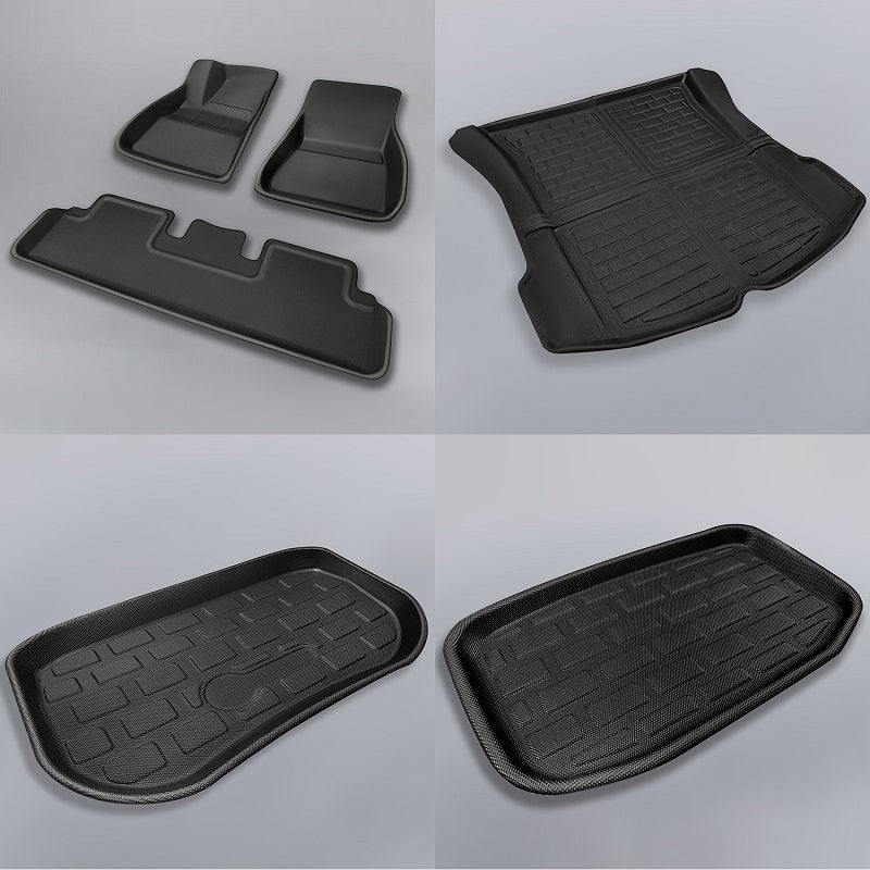 Highest Quality Durable Rubber Fireproof Classic Loop Car Carpet 3 pieces/set Rubber Car Floor Mats for Model 3 All Weather 