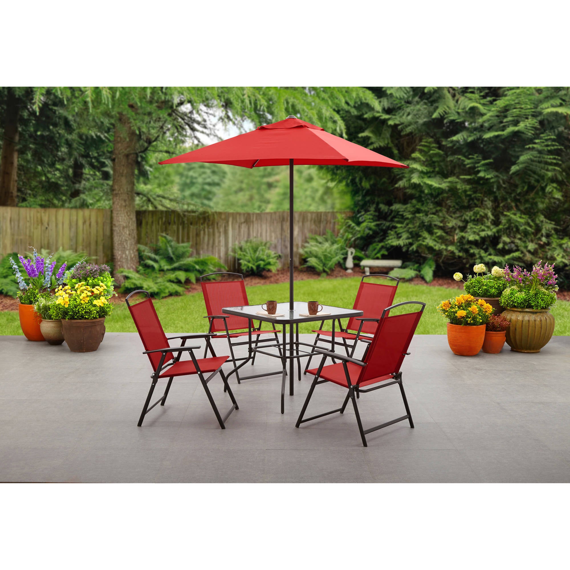 6 pc patio set with umbrella