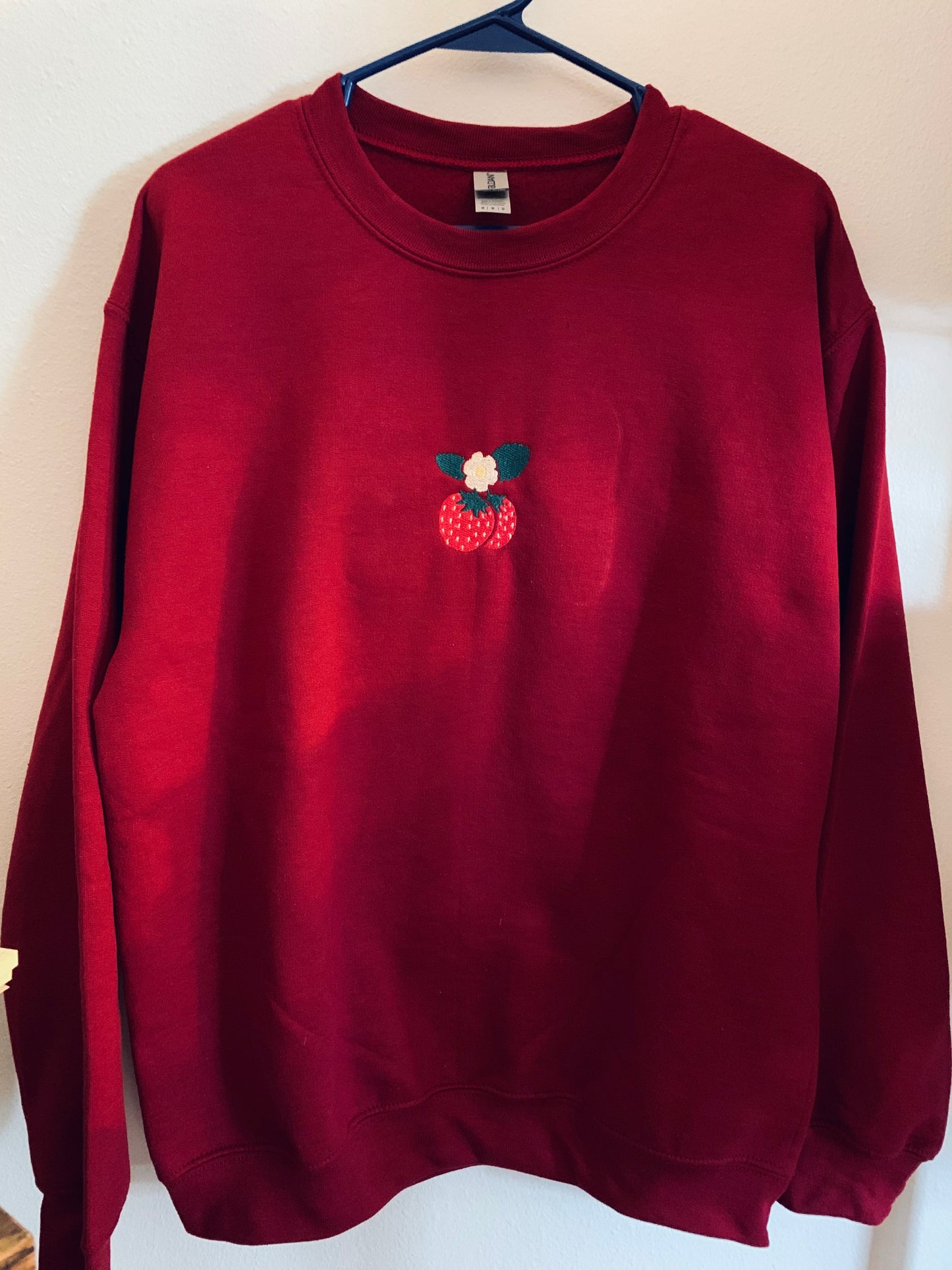 Strawberry Blossom Embroidered Crewneck