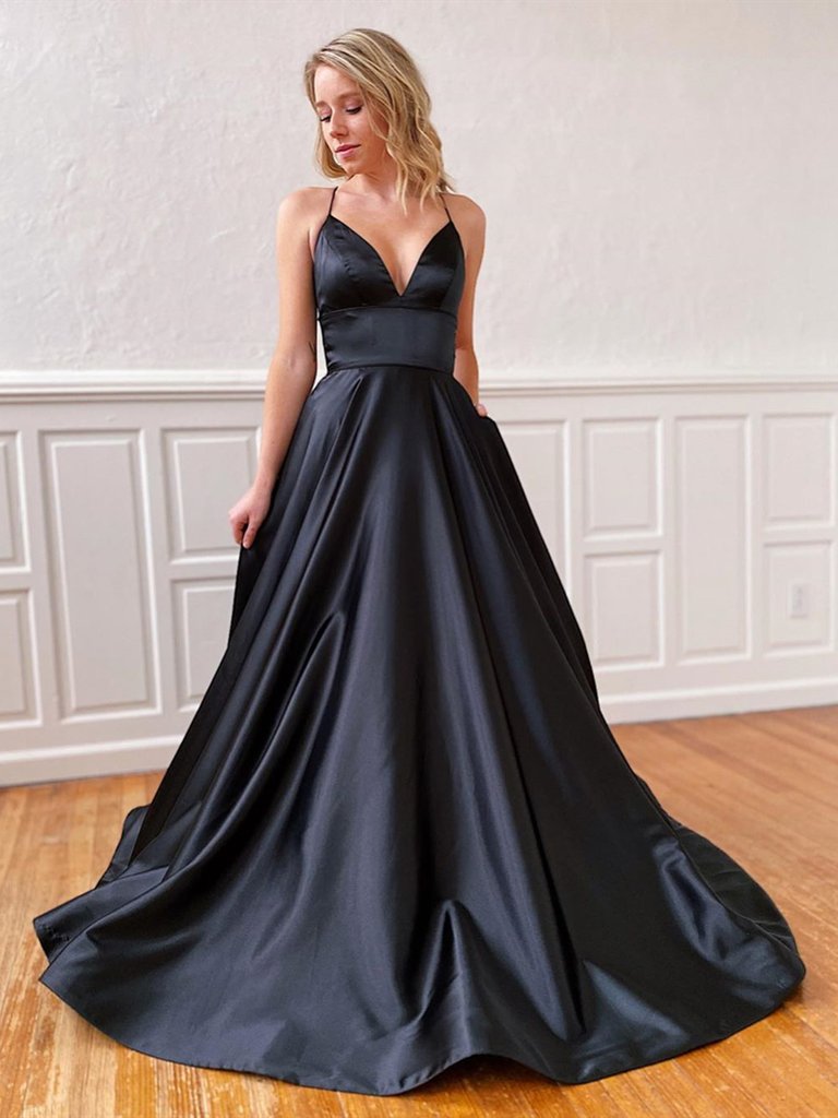 a line satin prom dress