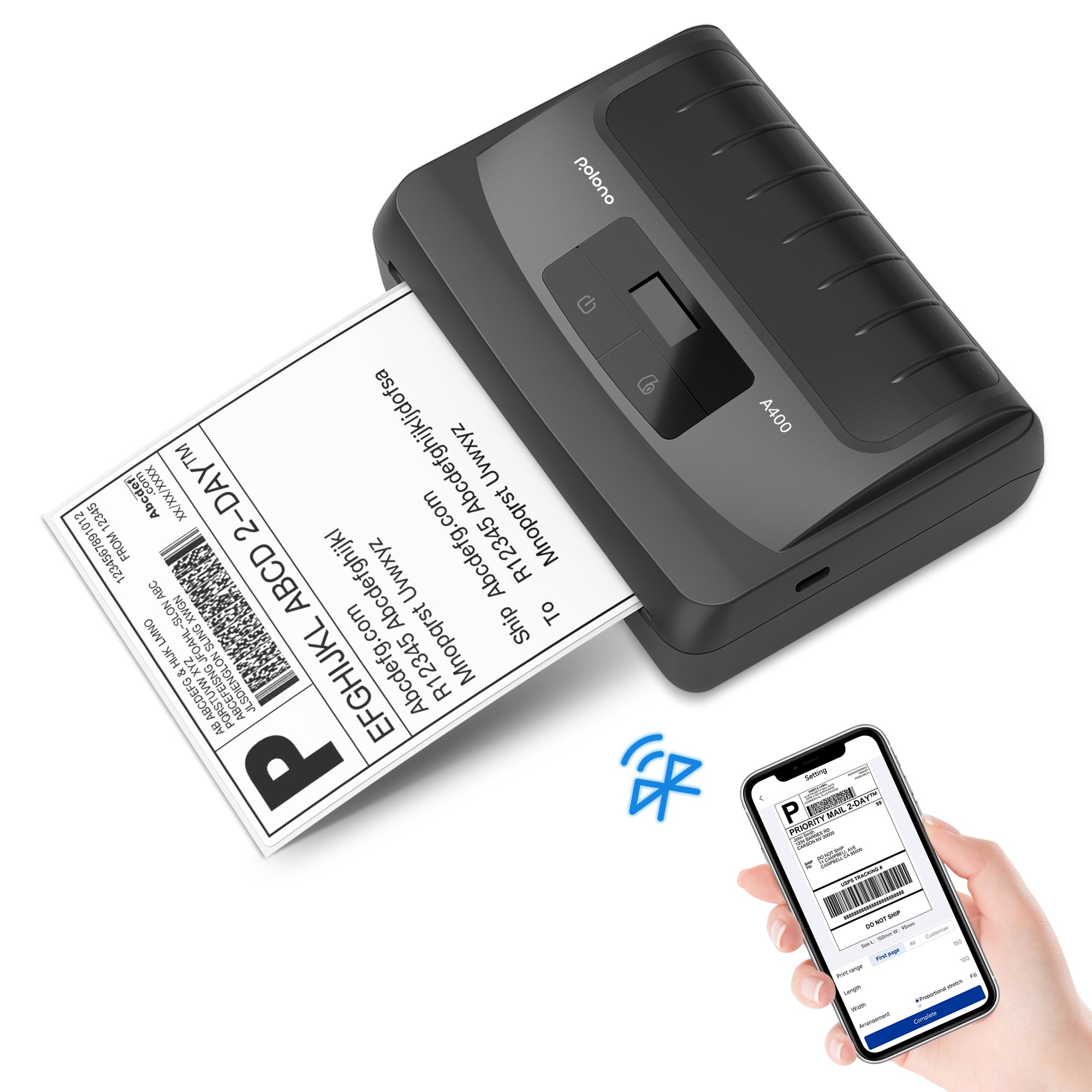 POLONO A400 Bluetooth Thermal Label 4x6 Label Printer for Sm – polono