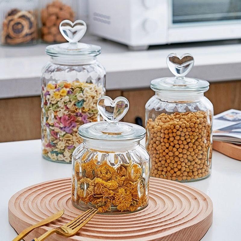 Modern Heart-shaped Sealed Glass Jar Kitchen