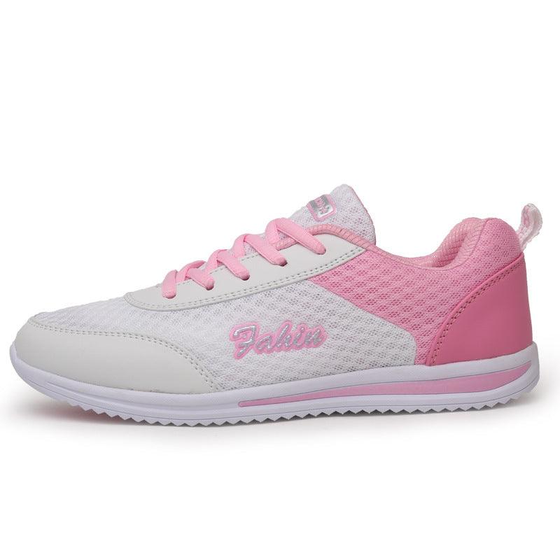 Running shoes, breathable mesh shoes, students, daily - White Pink
