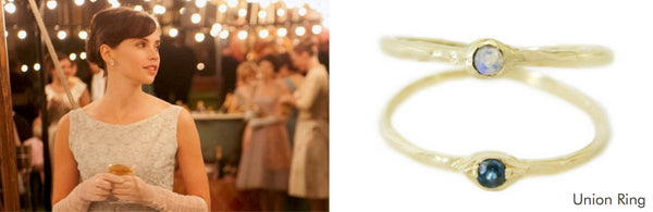 Felicity Jones in "The Theory of Everything" with the yellow gold unicorn ringh the 