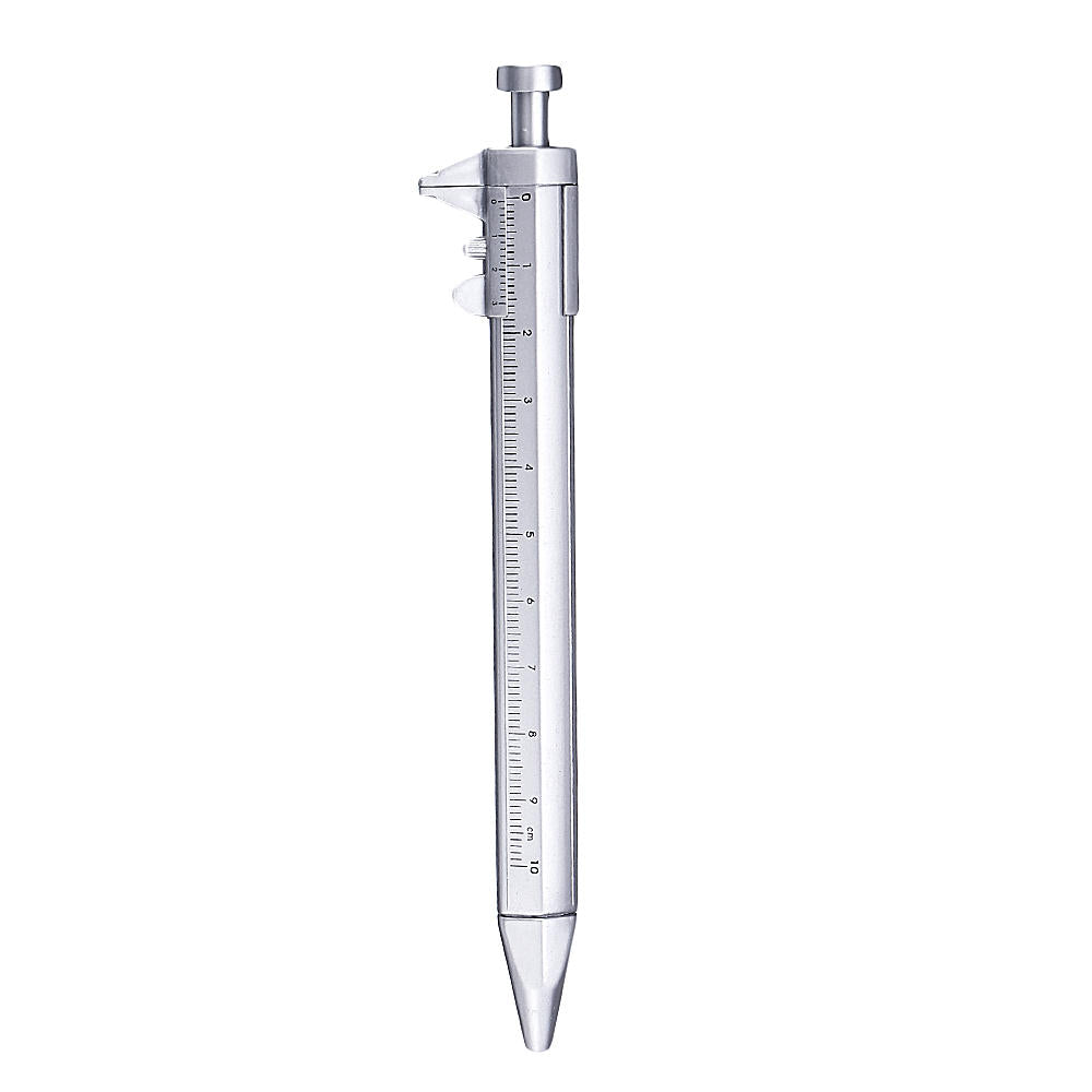 Multifunction Pen Shape Plastic Silver Vernier Caliper Measuring Tool Ruler B3Z8 