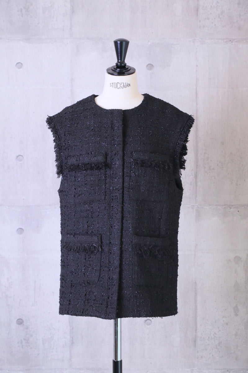 em. エムドットRibbon Yarn Tweed Gilet 黒