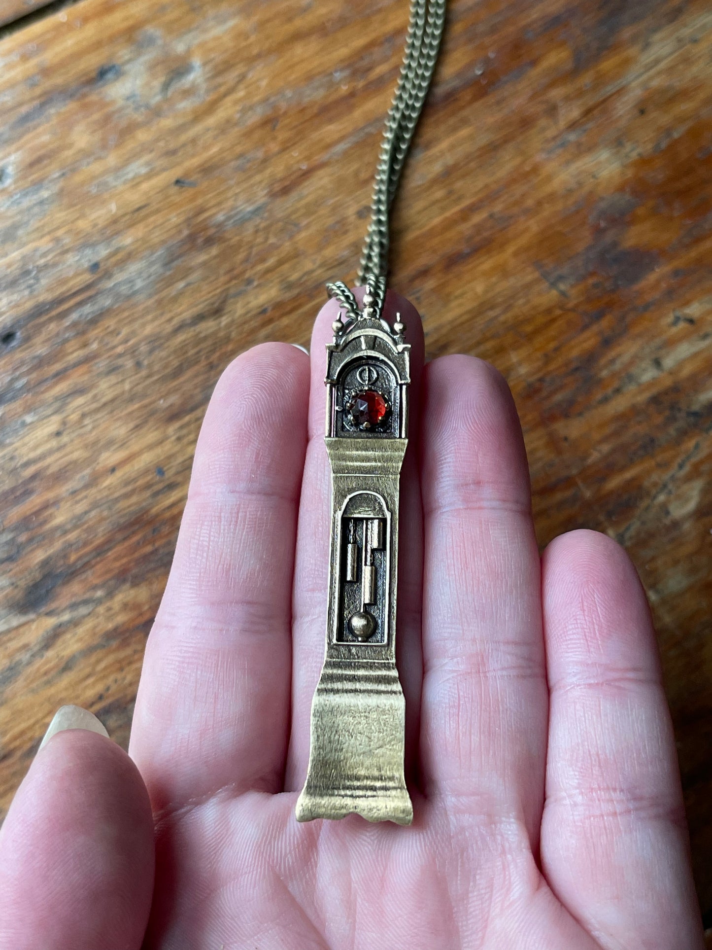 “It’s Time” Brass Garnet Grandfather Clock