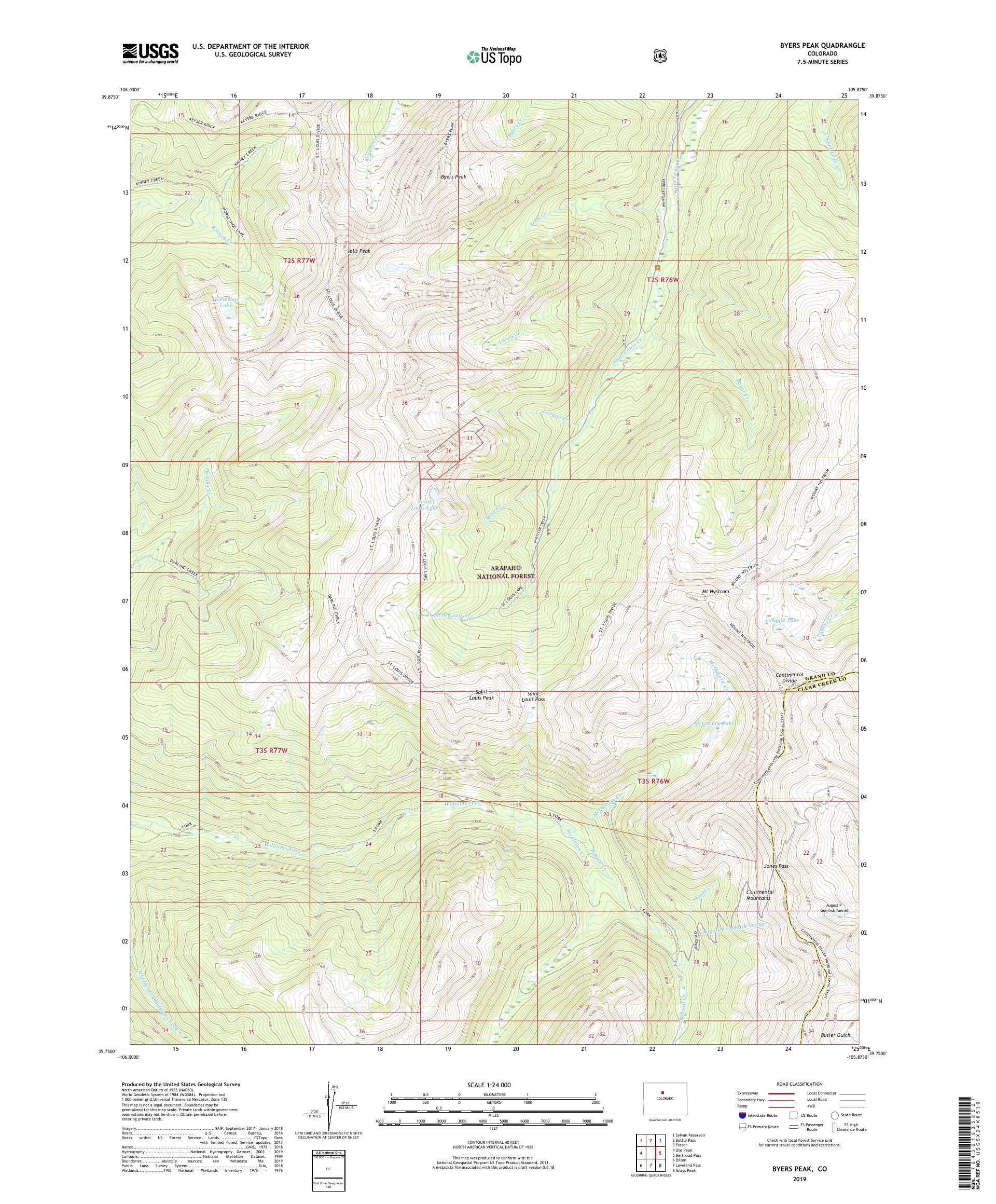 Byers Peak Colorado Us Topo Map Mytopo Map Store 9554