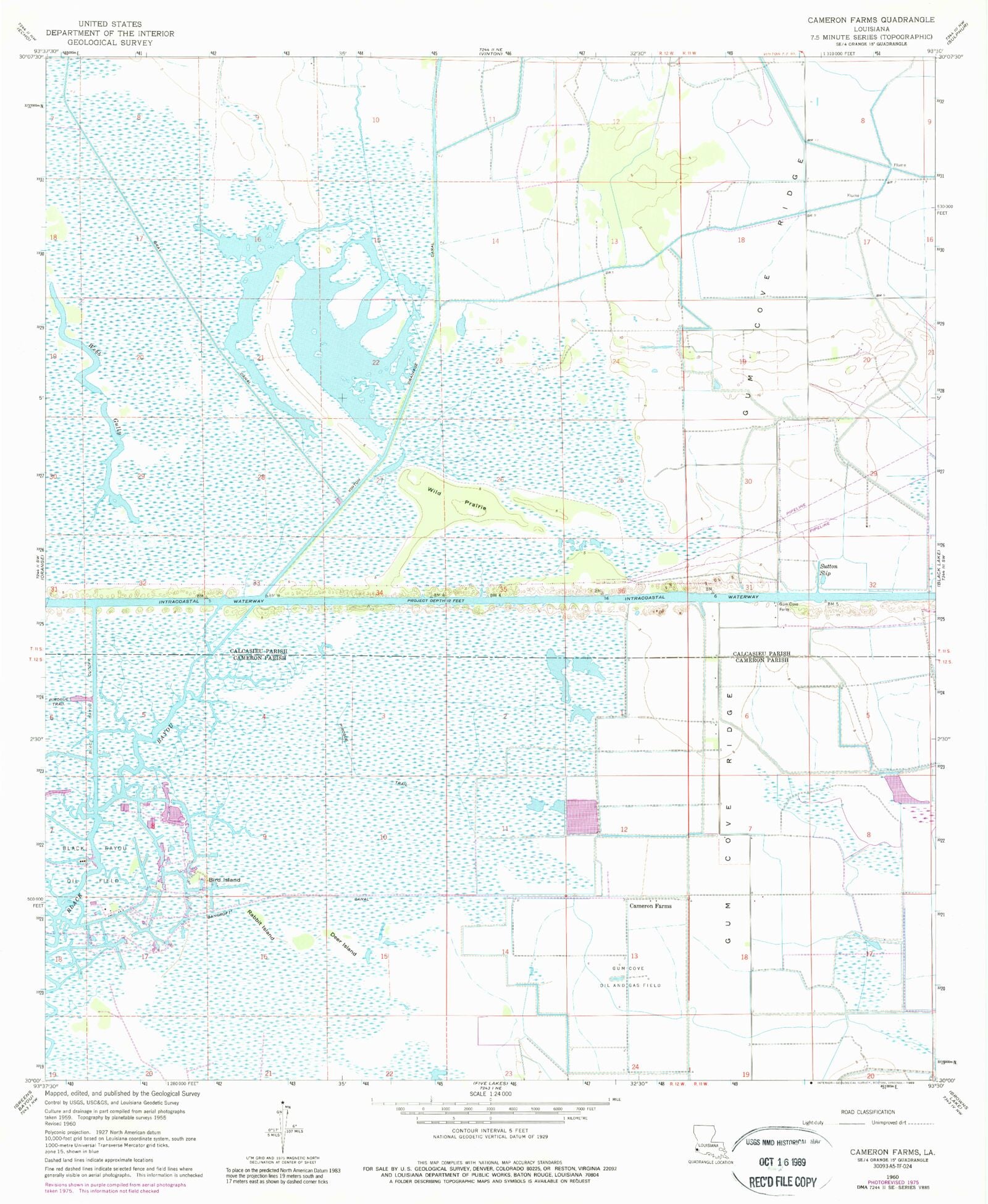 Classic Usgs Cameron Farms Louisiana 75x75 Topo Map Mytopo Map Store 5068